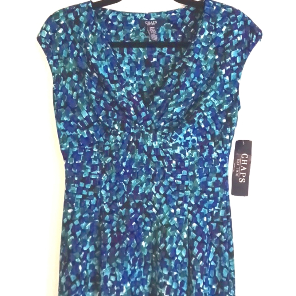 Chaps "Turquoise" Random Pattern Dress in Size Small (NWT)